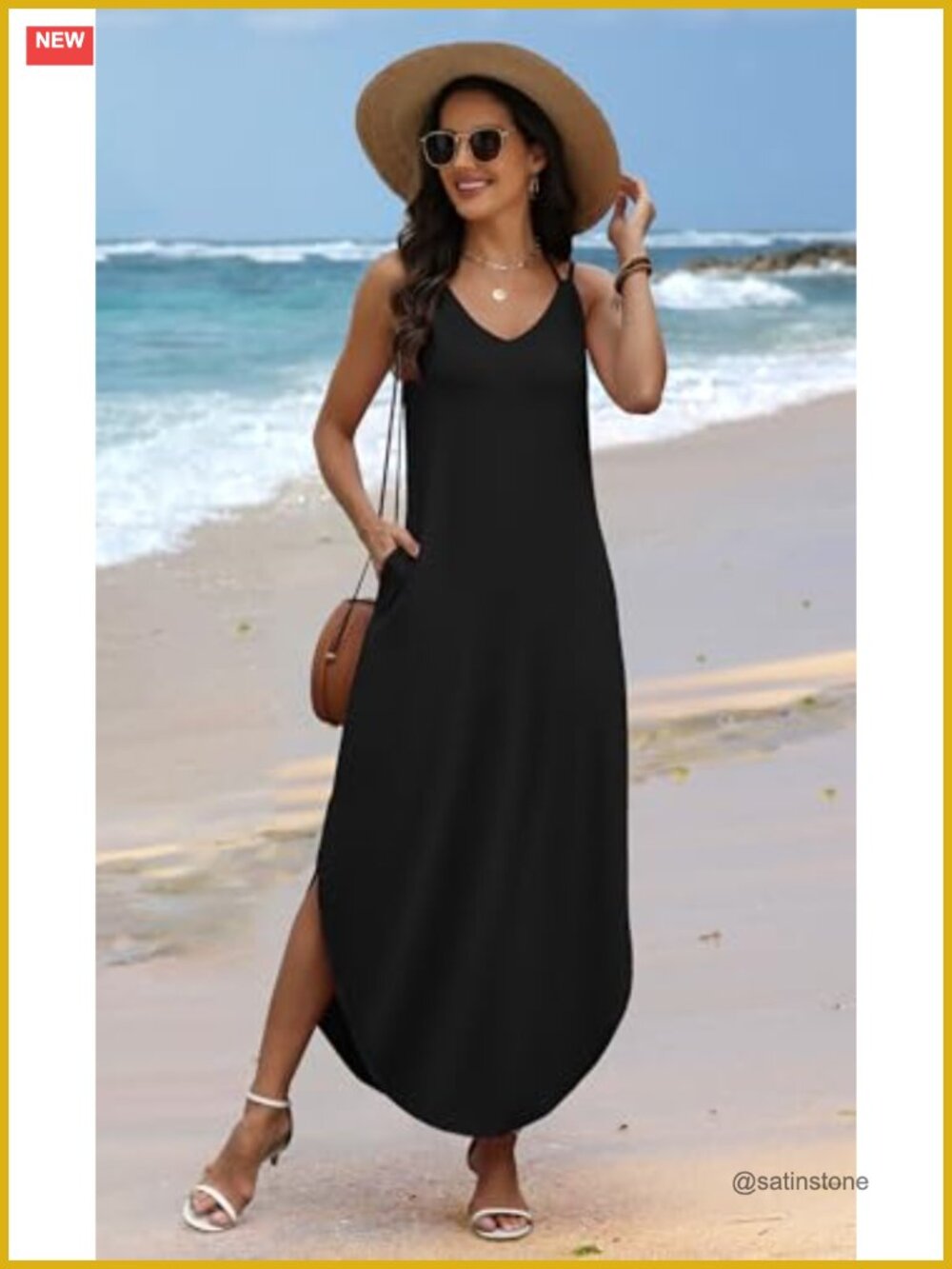 Boho Halter Maxi Dress Sleeveless Beach Vacation Wedding Guest - Picture 2 of 5